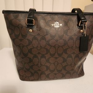 Brown and Black Coach Tote